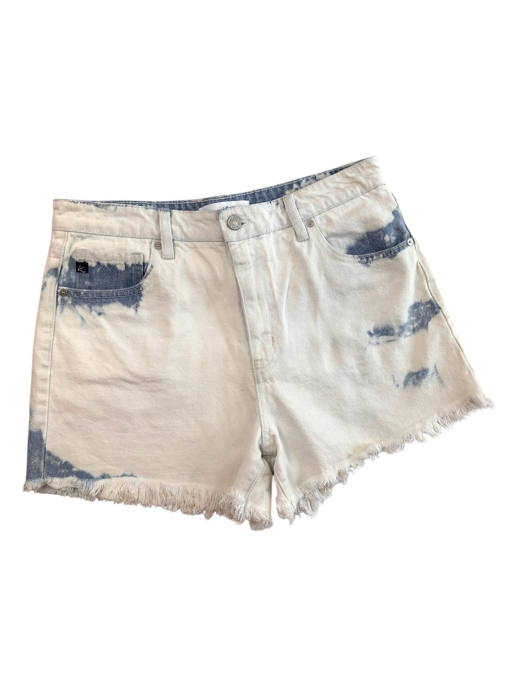 KanCan Berkley High Rise Mom Shorts Acid Wash Distressed‎ White Denim (9/28)